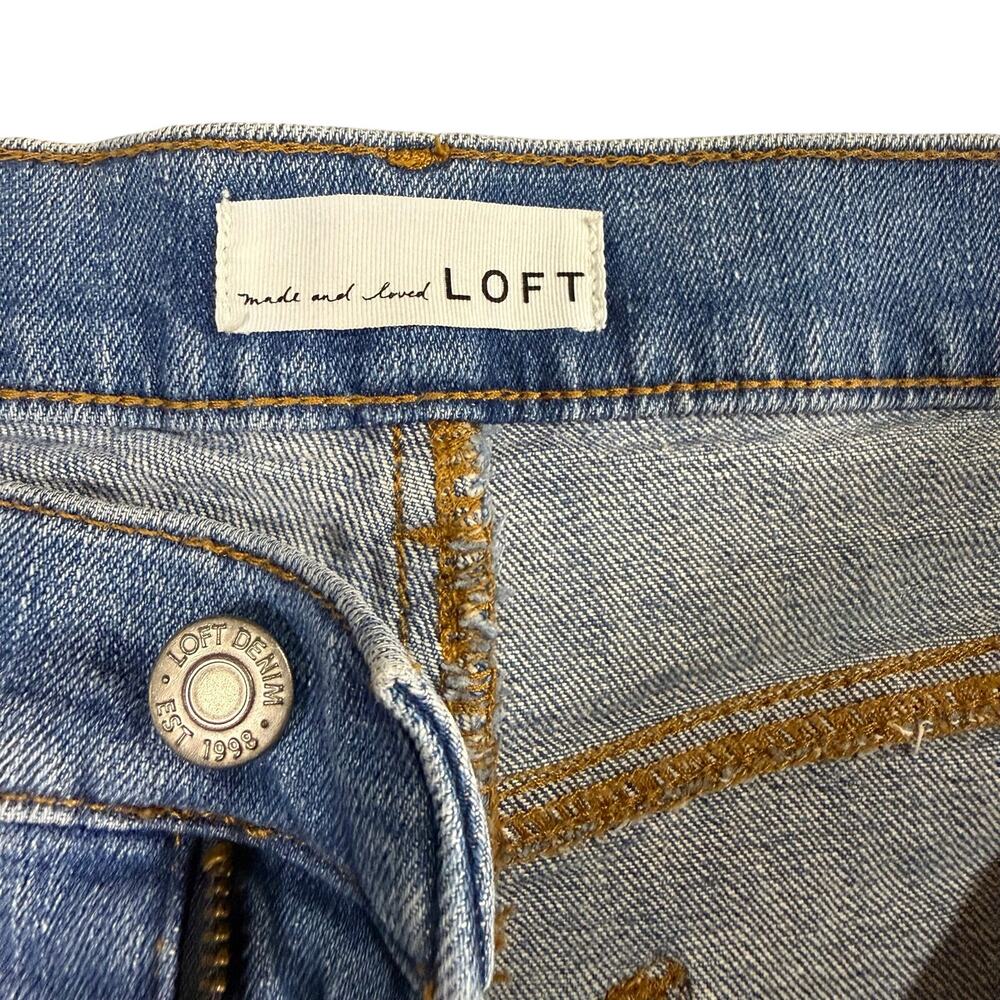 LOFT The Straight Crop Jeans Women's Medium Wash Raw Hem Cropped Denim - Size 6 - Picture 7 of 9